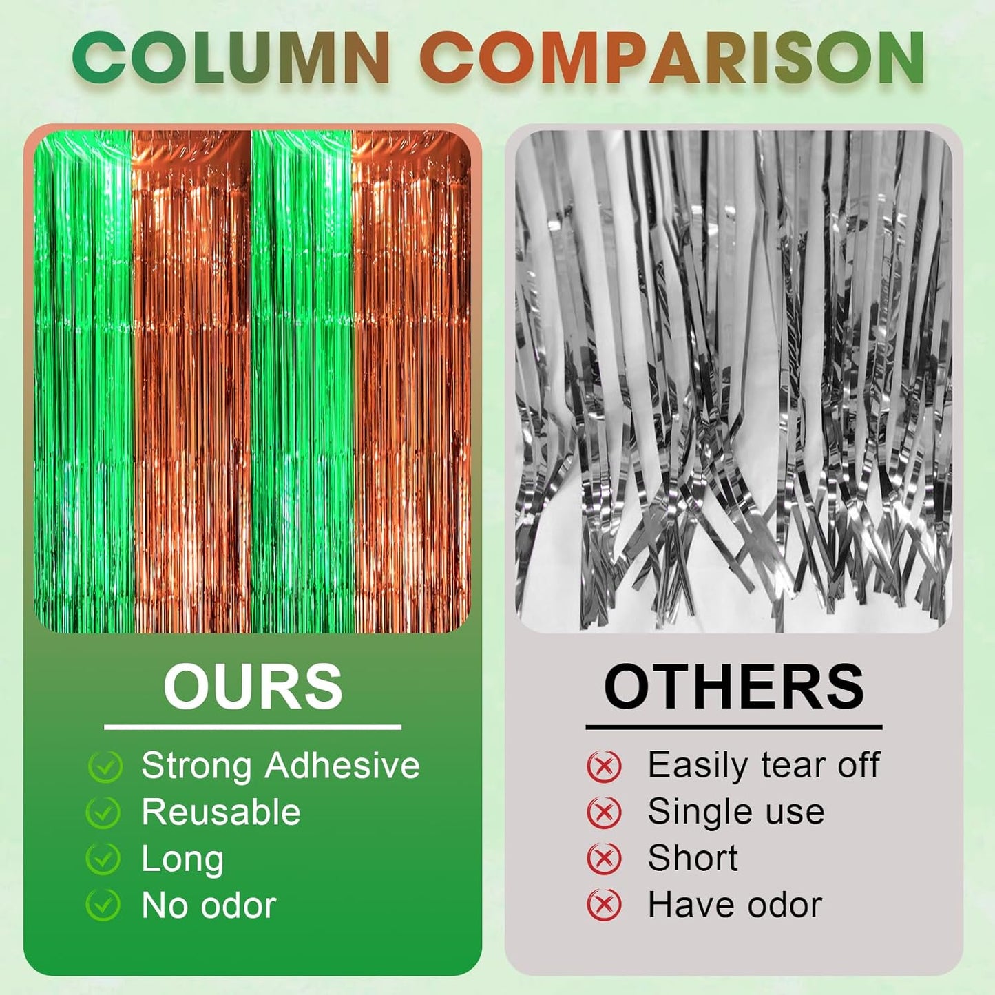 Voircoloria 3 Pack 3.3x8.2 Feet Gold Foil Fringe Backdrop Curtains, Tinsel Streamers, Fringe Backdrop for 2025 New Years Eve, Graduation, Birthday, Baby Shower, Gender Reveal, Disco Party - Colors B