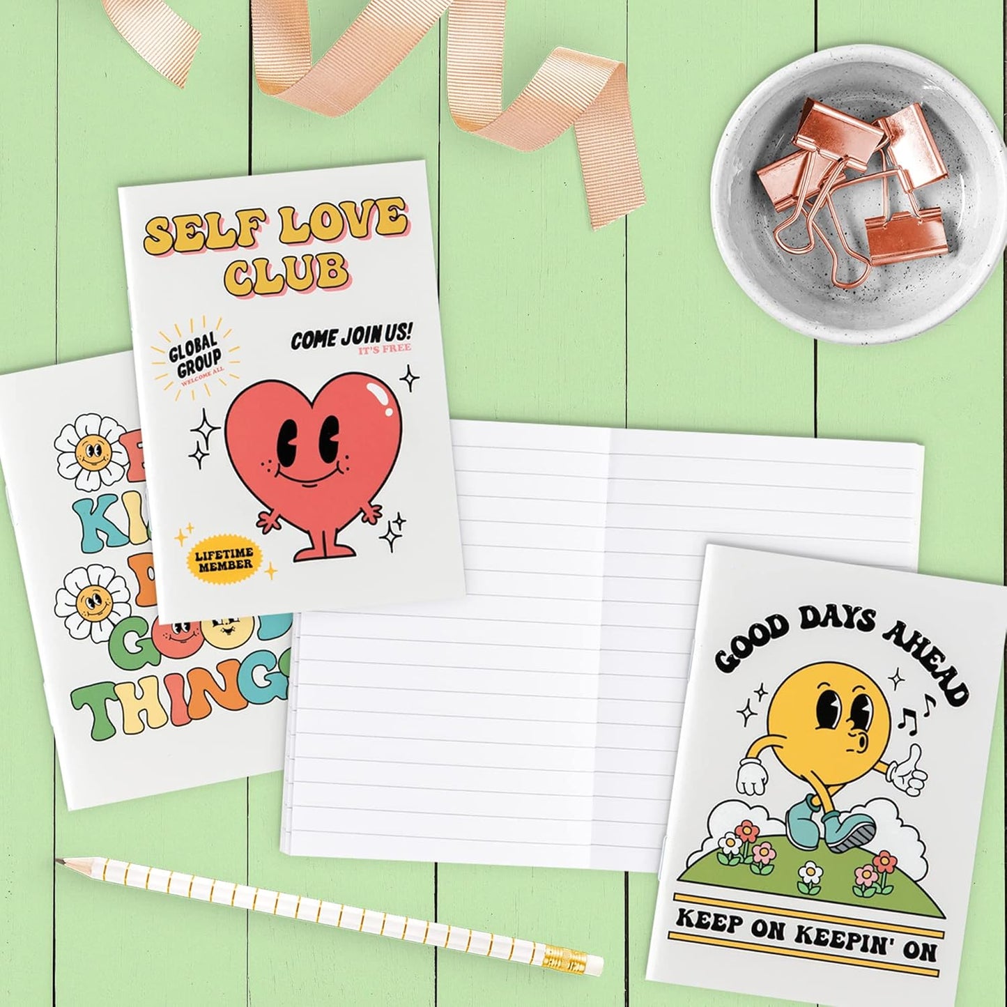 THiNKABLE Mini Notebooks for Kids, Set of 24, Retro Mini Kid Journals Bulk, Small Notebooks for Party Favors, Back to School Supplies, Inspirational Notebooks, Pocket Journal sets