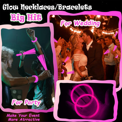 100 pk 8" Glow Sticks Bulk Party Favors, Light up Glow Necklaces & Bracelets in the Dark Party Supplies For Christmas Halloween 4th of July Birthday Neon Party (100 * Blue)
