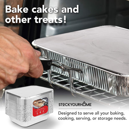 Stock Your Home Aluminum Pans 9x13 Disposable Foil Pans (30 Pack) - Half Size Steam Table Deep Trays - Tin Foil Pans Great for Cooking, Heating, Storing, Prepping Food