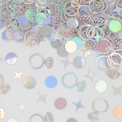 300 PCS Iridescent Bachelorette Confetti, Engagement Confetti Wedding Shower Table Decorations, Ring Table Scatters for Bridal Shower Decorations