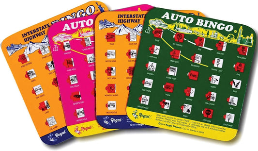 Regal Games Finger-Tip Shutter Bingo Cards with Sliding Windows - Auto Bingo Game Set - Assorted Travel Game for Adults & Kids - Reusable, No Chips & Daubers Needed - 4 Packs - Green