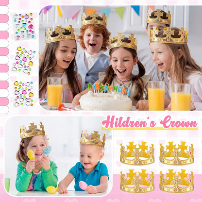 Yaomiao 44 Pcs Birthday Foam Crowns for Kids Princess Tiaras King Hat Bulk Diamond Sticker Kits for Crown Party Supplies