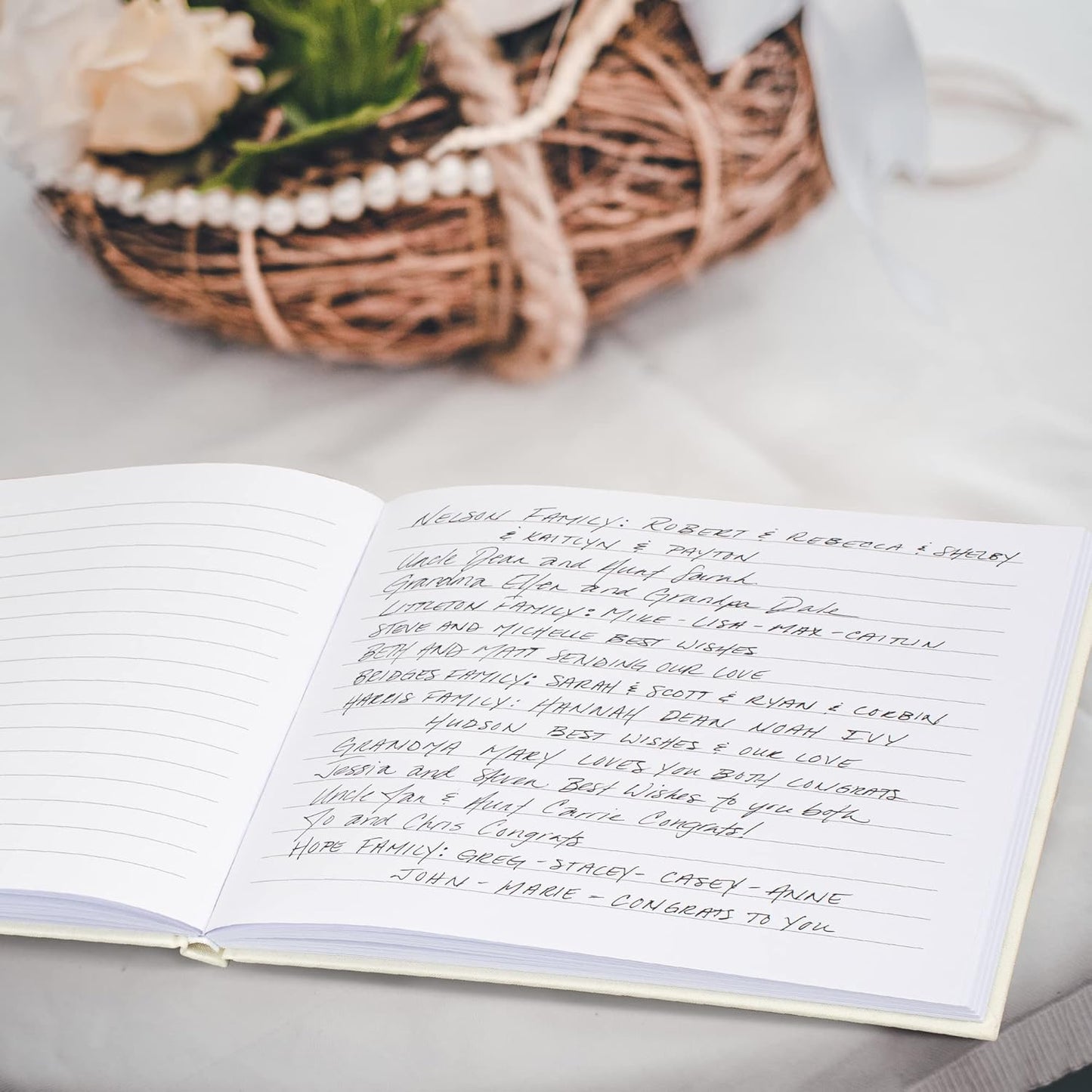 ZICOTO Beautiful Linen Wedding Guest Book for Your Wedding Reception - Simply Elegant Guestbook to Sign in and Add Polaroid Photos - The Perfect Baby Shower Guest Book and Addition to Your Big Day
