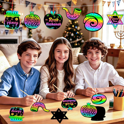 JULMELON 36 PCS Ocean Crafts, Rainbow Scratch Art Under The Sea Party Favors DIY Magic Color Summer Ocean Animals Scratch Cards for Summer Party Favors School Activities
