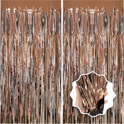 2 Pack Foil Curtain Backdrop Curtains Silver Tinsel Door Streamers Birthday Party Decorations Photo Booth Props for Disco Party Graduation Wedding Baby Shower Bachelorette Christmas Gender Reveal