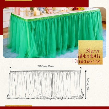 THARAHT Tulle Table Skirt 6FT 180CM Long for Rectangle Tables Round Tables Ruffle Desk Skirt for Princess Girls Birthday Party Cake Dessert Decorations Table Skirt