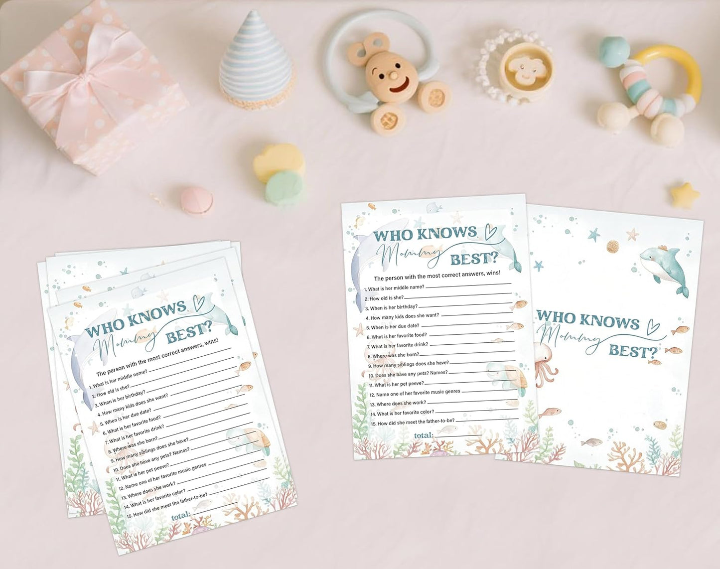 Under The Sea Baby Shower Bingo Game, Pack of 30 Game Cards, Sea Creatures Ocean Shower Game, Gender Reveal Party Decorations, Gender Neutral - KR77