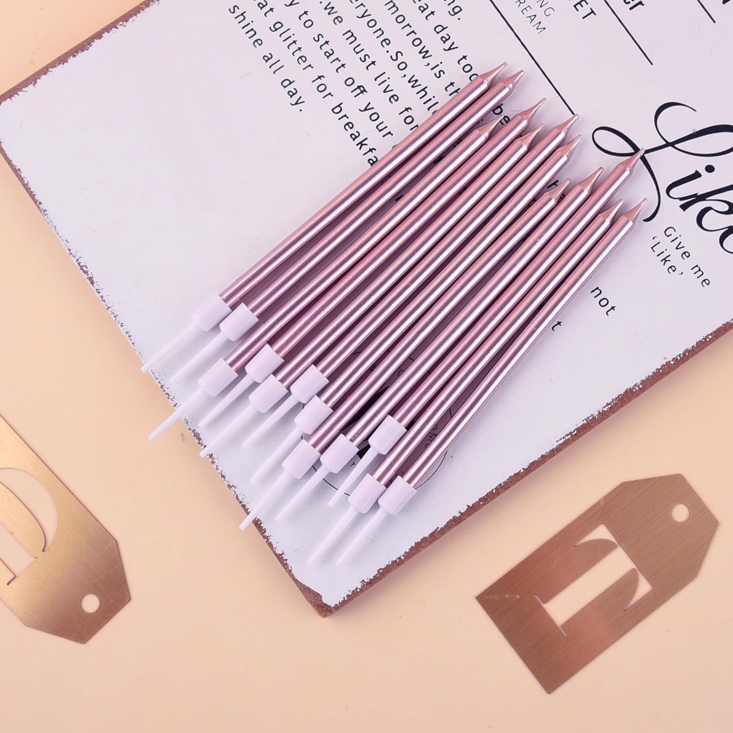 PHD CAKE Champagne Gold Long Thin Metallic Birthday Candles, Cake Candles, Birthday Parties, Wedding Decorations, Party Candles
