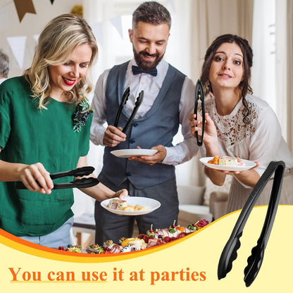 Tessco for you 25 Pcs Plastic Tongs for Serving Bulk, 9 Inch Plastic Disposable Serving Tongs, Heavy Duty Salad Tong for Kitchen, Buffet, BBQ, Events & Catering (White)