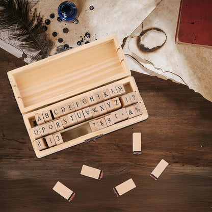 42 Pcs Letter Stamps, Rubber Stamps Alphabet Stamps, Wooden Stamps Number Alphabet Letter Symbol Set for DIY Crafting, Scrapbooking Supplies, Card Making