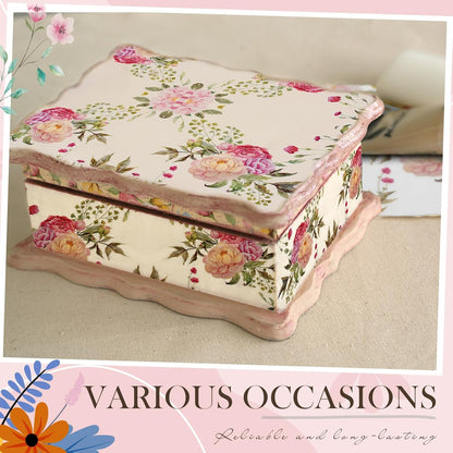 Crtiin 20 Pack Decoupage Napkins Floral Napkins Flower Cocktail Paper Decorative Toilet for Valentine's Day Birthday Party Beautiful Gorgeous, 20 Styles Each 6.5 Inches(Style 1)