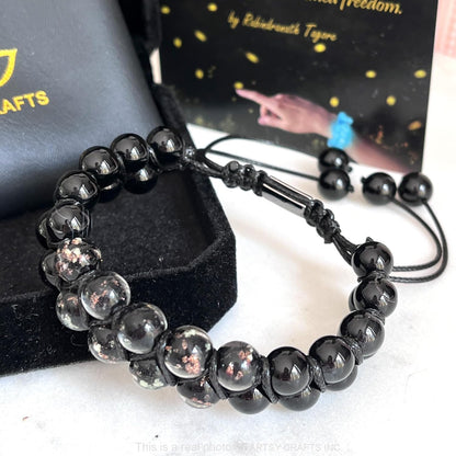 ARTSY Crafts Glow in The Dark Firefly Beads Bracelets, 7 Chakras Crystal Mermaid Glass Beaded Bracelets for Anti Anxeity Healing Energy Money Wealth Abundance Stackable Bangle Wristband
