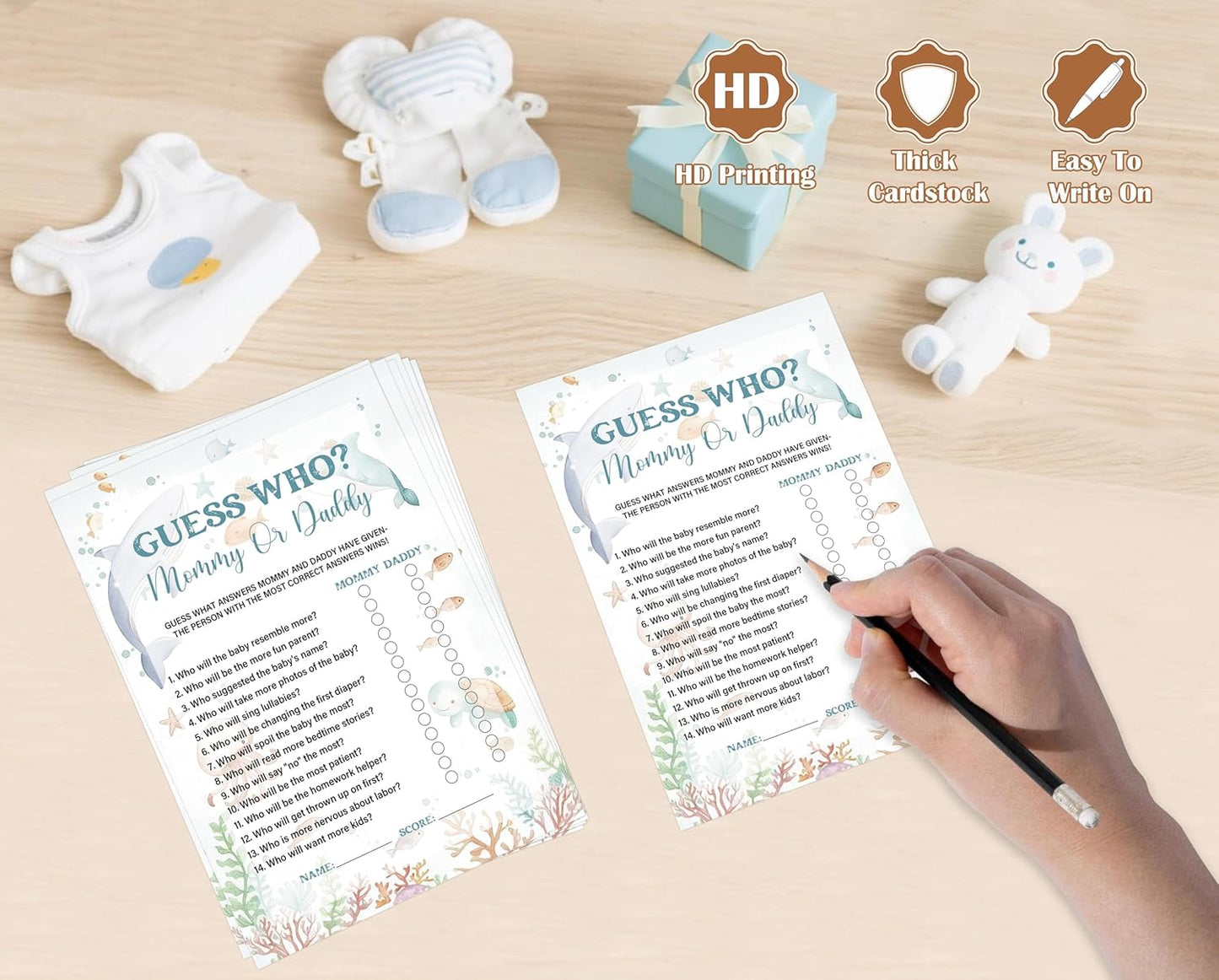 Under The Sea Baby Shower Bingo Game, Pack of 30 Game Cards, Sea Creatures Ocean Shower Game, Gender Reveal Party Decorations, Gender Neutral - KR77