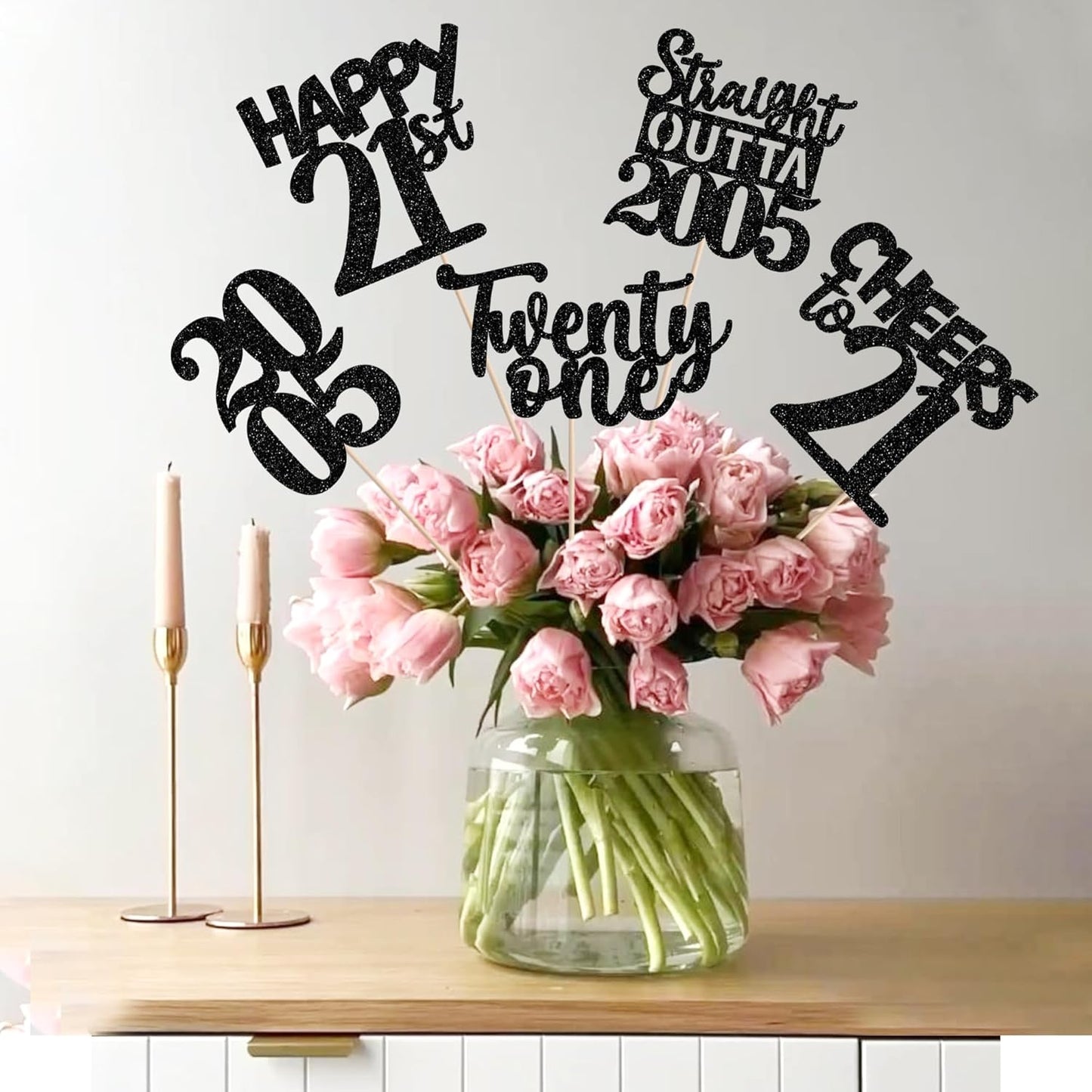 15 PCS 50th Birthday Centerpiece Sticks Fifty Happy 50th Straight Outta 1976 Table Flower Centerpieces Sticks Cheers to 50 Floral Decorations for 50th Birthday Party Centerpieces Supplies Black