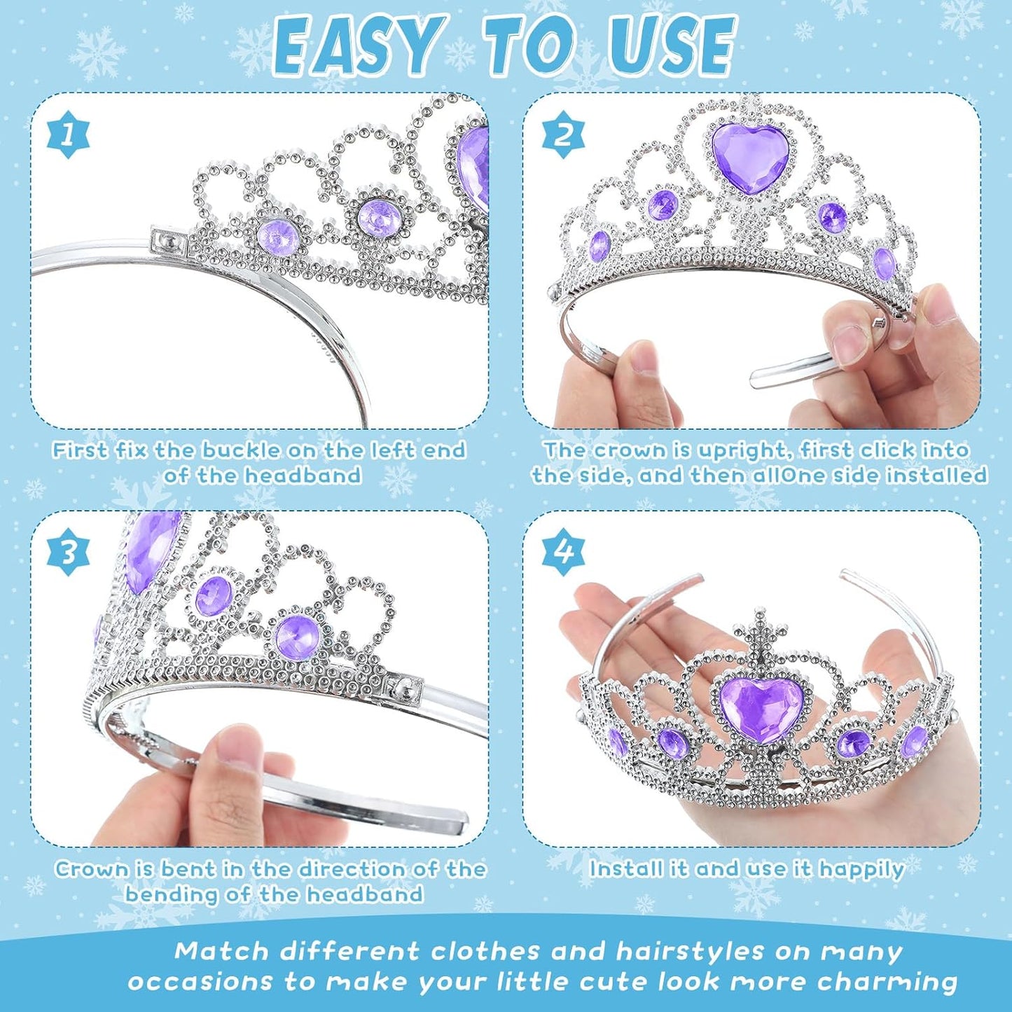 48 Pcs Tiara Crown Set Princess Dress up Costume Party Favor Girls Plastic Crown Birthday Supplies Cosplay Accessory