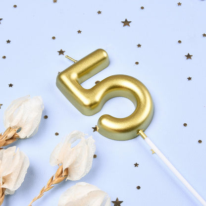 2.76 Inch Classical Gold 5 Number Birthday Candles, Gold Number Candles, Cake Number Candles, Party Celebration