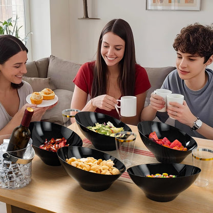 BESTVIP 54oz Clear Plastic Serving Bowls for Party - 12 Pack Angled Disposable Serving Bowls, Party for Chips, Snacks, Fruit, Salad - Bowls for Parties, Daily Use, Catering, Christmas