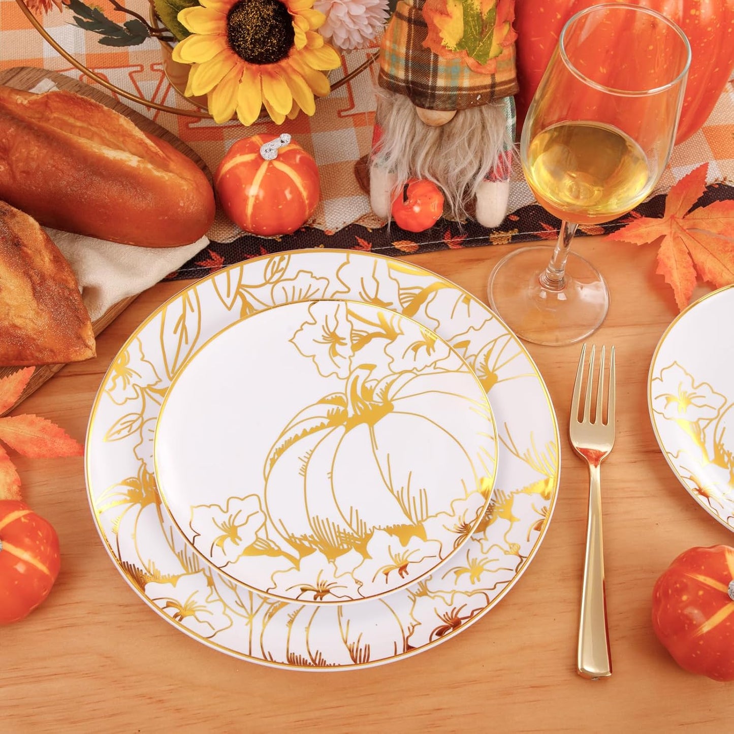 FLOWERCAT 60PCS White Plastic Plates - Heavy Duty White Disposable Plates for Mother's Day/Birthday Party/Wedding -serve for 30 guests Include 30PCS 10.25" & 30PCS 7.5" Plates for Party