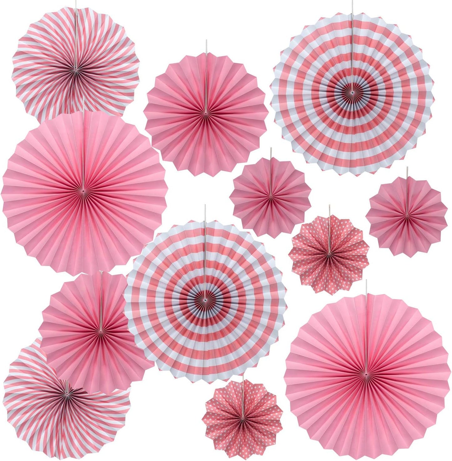 ONUPGO Red Paper Fans Hanging Paper Fans Flower Set, 12PCS Mexican Fiesta Kids Party Decorations Hanging Banner for Wedding Birthday Engagement Bridal Shower Baby Shower Event Holiday Celebration