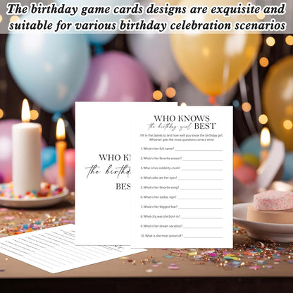 Birthday Party Games Card for Adults, 30 Pcs Ice Breaker Game Cards for Girl Bday Celebrations Decorations Supplies Favors - B01