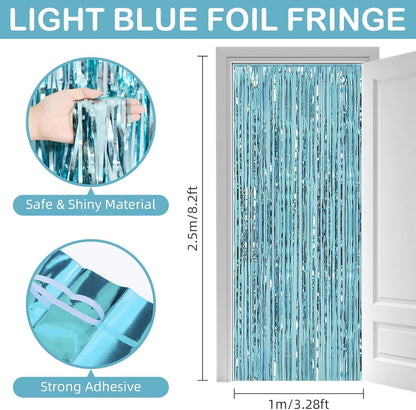Silver Fringe Curtain Party Streamers, 12 Pack 3.3ft x 8.2ft Foil Curtain Backdrop Tinsel Foil Fringe Curtains Photo Booth Backdrop Streamer for Birthday, Wedding, Baby Shower, Disco Party