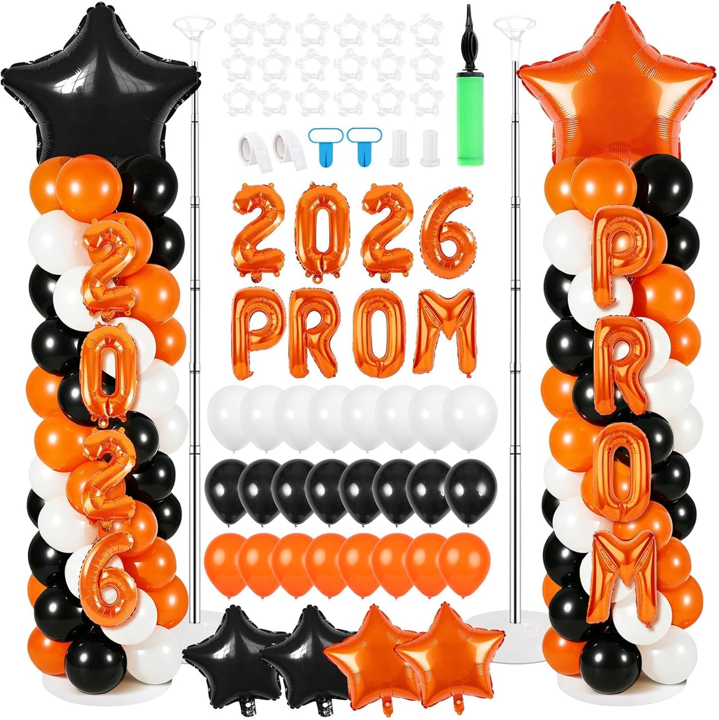 2 Sets Graduation Balloon Column Stand Kits with Balloons 2026 Grad Themed Decoration Navy Blue Balloon Tower Stand Kit for Grad High School & College Celebration Party Decor