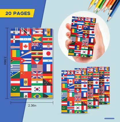 Ctosree 24 Pack World Flags Notepads International Flags Notebook Country Flag of The World Notepad Mini Note Pads Multicultural Party Decoration Gift for School Rewards Office Supplies birthday gifts