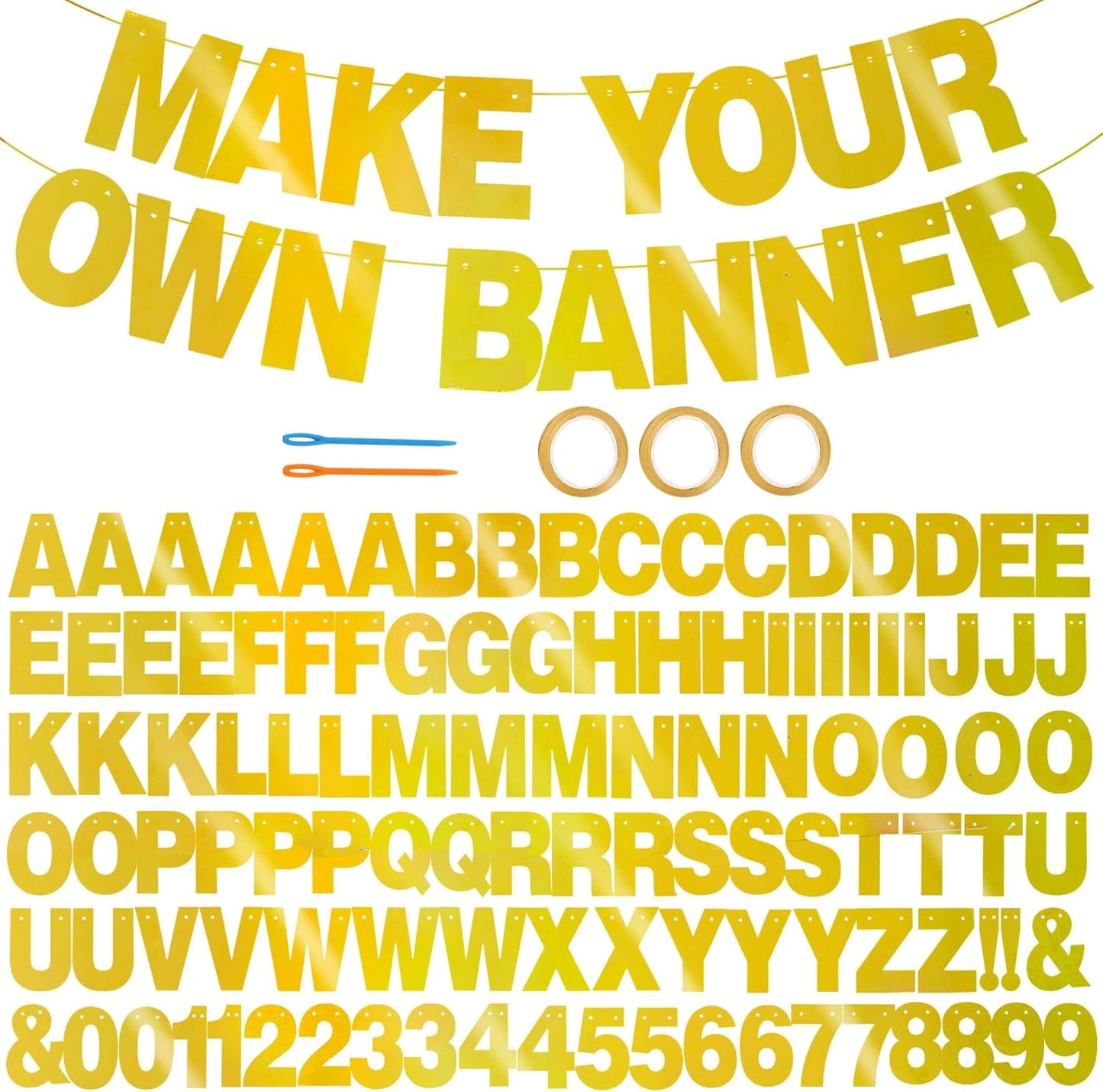 BEISHIDA 116 PCS A-Z DIY Letter Banner Kit Make Your Own Banner Including 111 Letters and Numbers 3 Rope and 2 Threading Device,Customized for Birthday Graduation Wedding Decor Black