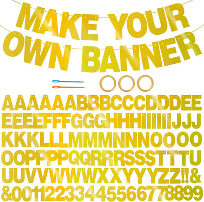 BEISHIDA 116 PCS A-Z DIY Letter Banner Kit Make Your Own Banner Including 111 Letters and Numbers 3 Rope and 2 Threading Device,Customized for Birthday Graduation Wedding Decor Black