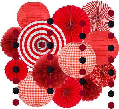Tissue Paper Pom Poms - 23 PCS Dusty Blue Paper Flowers Pom Pom Kit Circle Dot Party Banner Hanging Swirl Party Decorations for Wedding Birthday Baby Shower Bridal Shower Tea Party