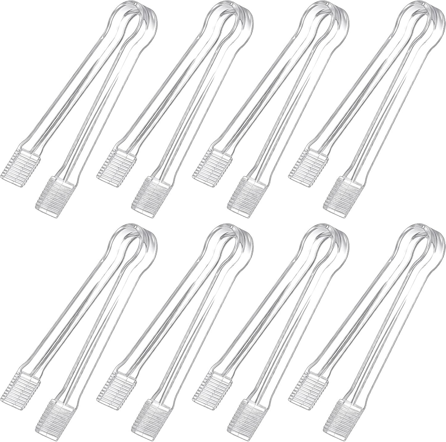 Didaey 8-Piece Plastic Tongs - Clear Mini Serving Utensils, 6.3 Inch Small Tongs for Food, Ice, Salad, Buffet, Weddings, Barbecue Party