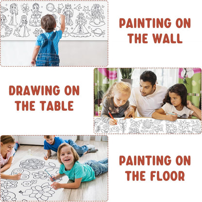 2PCS Children's Drawing Roll, Coloring Paper Roll for Kids Gift, 120 * 11.8 Inches DIY Painting Drawing Paper Roll, Sticky Drawing Paper Roll, Early Educational Toys for Kids (Animal World)