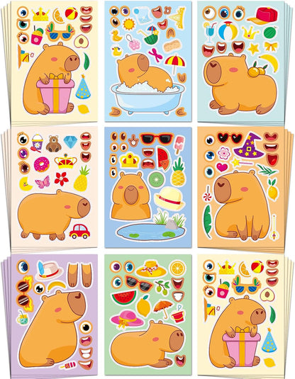 Aowplc 36 Pcs Make-A-Face Sticker Sheets Kids Party Favors Mix and Match Stickers with Dinosaurs, Mermaids, Unicorns, Horses, Farm & Sea Animals for Parties, Birthdays, Classroom Activities & Crafts