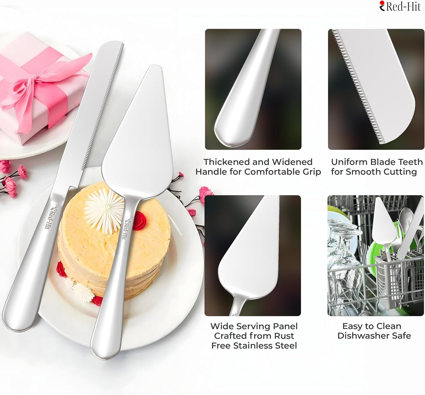 Cake Cutting Set for Wedding Cake Knife and Server Set, Cake Cutter and Pie Spatula, Cake Server and Knife Set of 2