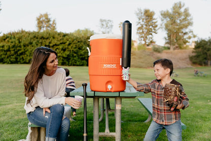Igloo 5 Gallon Portable Sports Cooler Water Beverage Dispenser with Flat Seat Lid, Insulated Beverage Dispenser, Orange/White