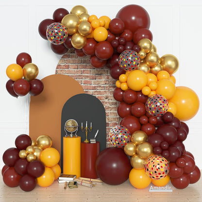 Amandir 153pcs Purple Blue Pink Balloon Garland Arch Kit, Different Sizes 18 12 10 5 inch Teal Yellow Latex Metallic Confetti Balloons for Magic Birthday Engagement Party Decoration