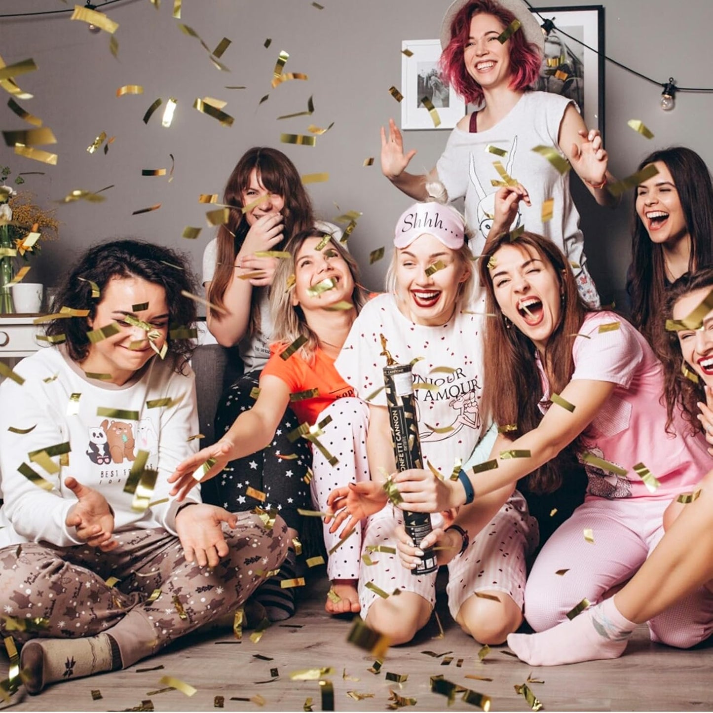Confetti Cannons Confetti Poppers 5 Pack,15 Inch Gold Party Poppers Confetti Shooters, WORKKEEP Yello Confetti Pop for Birthday Wedding Celebration Halloween Decorations Air Powered Confetti Gun