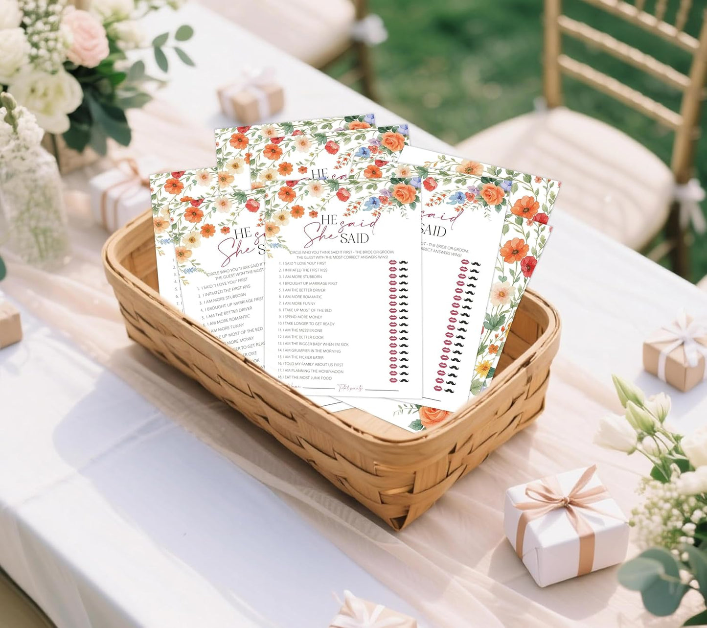 Wildflower Bridal Shower Games, Boho Flowers Bridal Shower Bingo Game with Blank Squares for 30 Guests with Game Cards, Bridal Shower Decor, Wedding Decorations Supplies (15)
