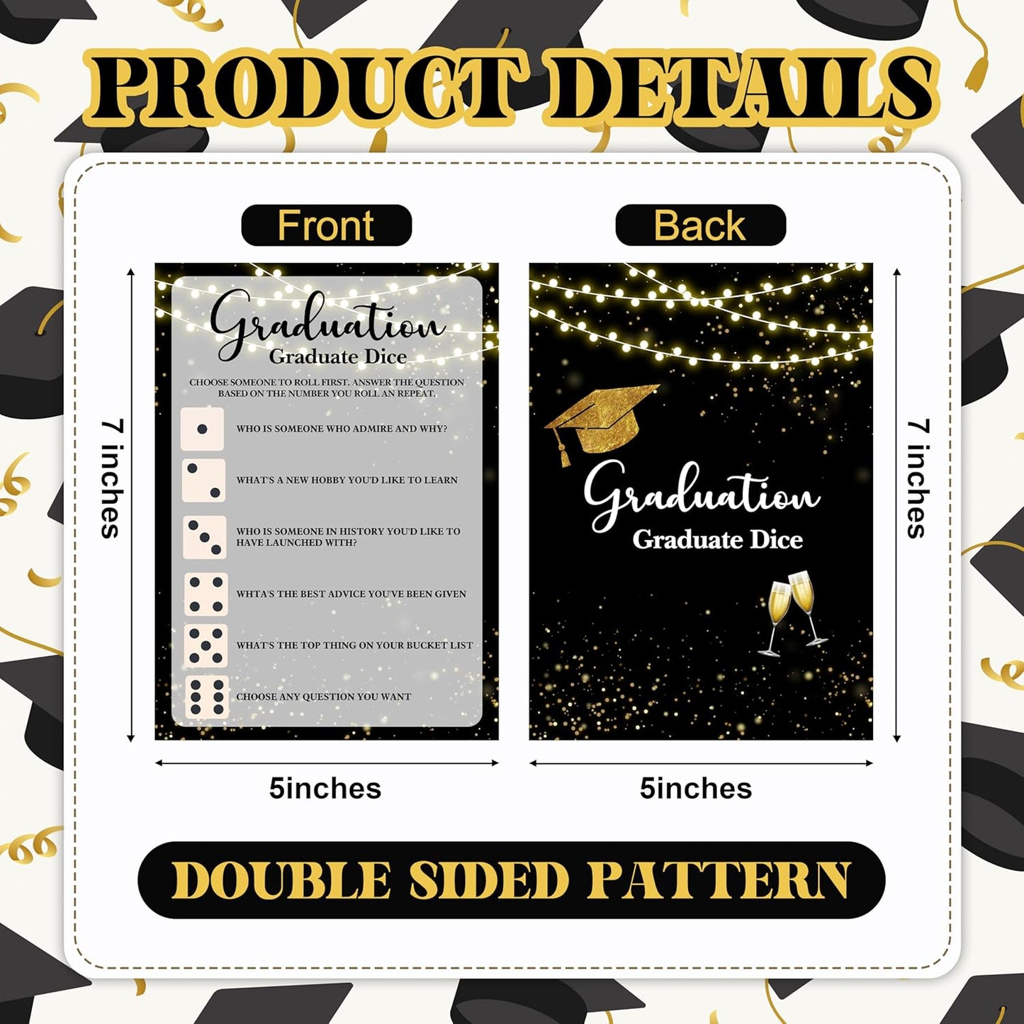 Graduation Games, Black Gold Grad Party Game Cards for Adults, Graduation Guest Bingo Games, Graduation Celebration Party Favors Supplies, 25 Pack (08)