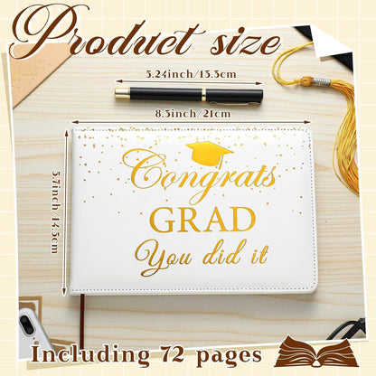 Frienda 2026 Graduation Guest Book Leather Guest Sign in Book with Pen Graduation Party Favors Congratulation Graduates Signature Books(Class of 2026,Black, Gold)
