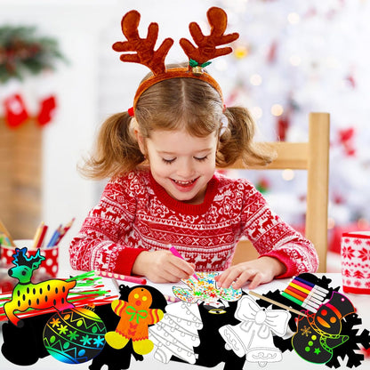 Natonhi 32Pcs Halloween Crafts for Kids Rainbow Scratch Mask, Halloween Games Scratch Art and Craft Kit Classroom Activities Favors Party Supplies