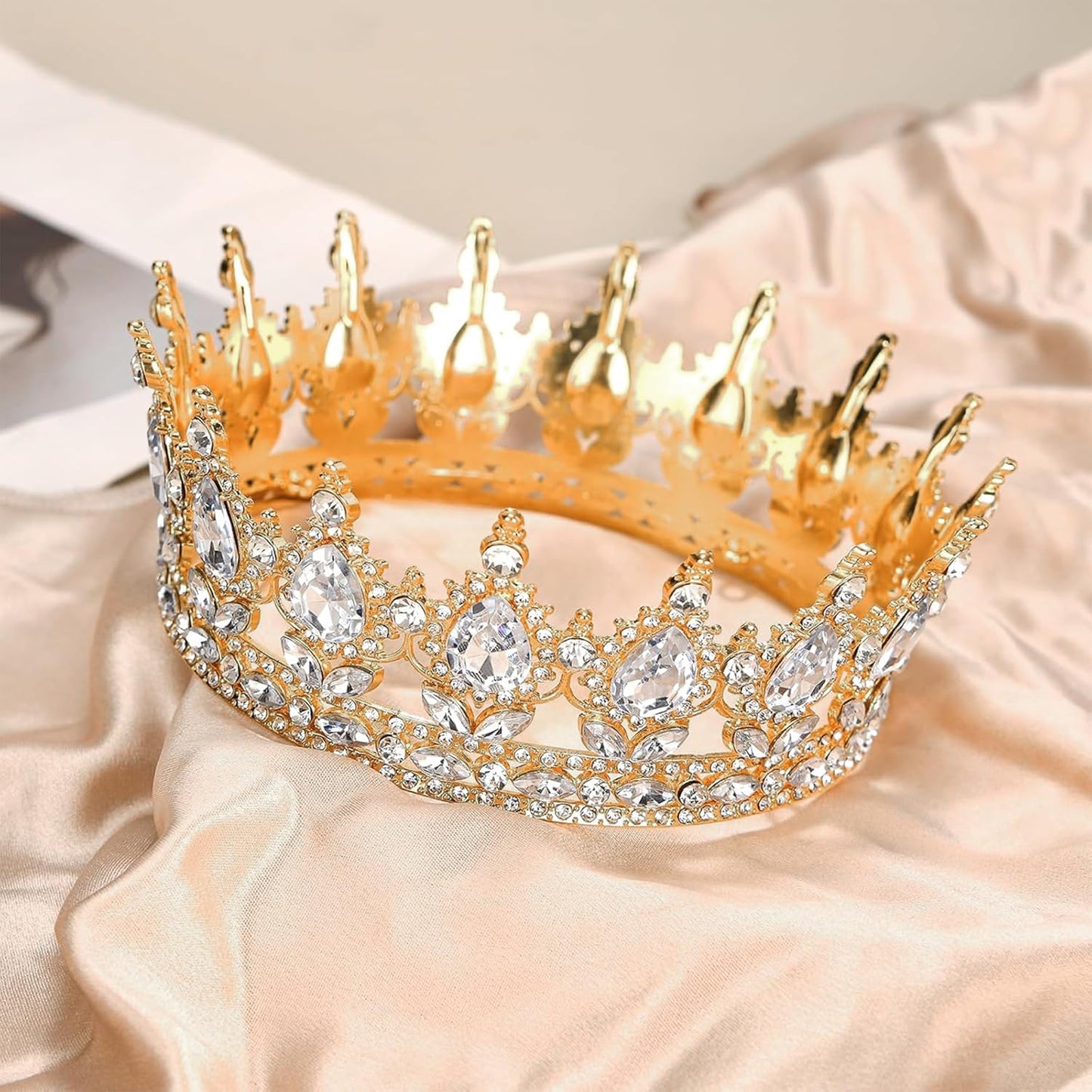 Crown Cake Topper, Balls Happy Birthday Cake Topper Pink Crown Birthday Candles Gold Butterflies, Corona Para Pastel, Cake Decorations for Birthday Wedding (Gold, Pink)