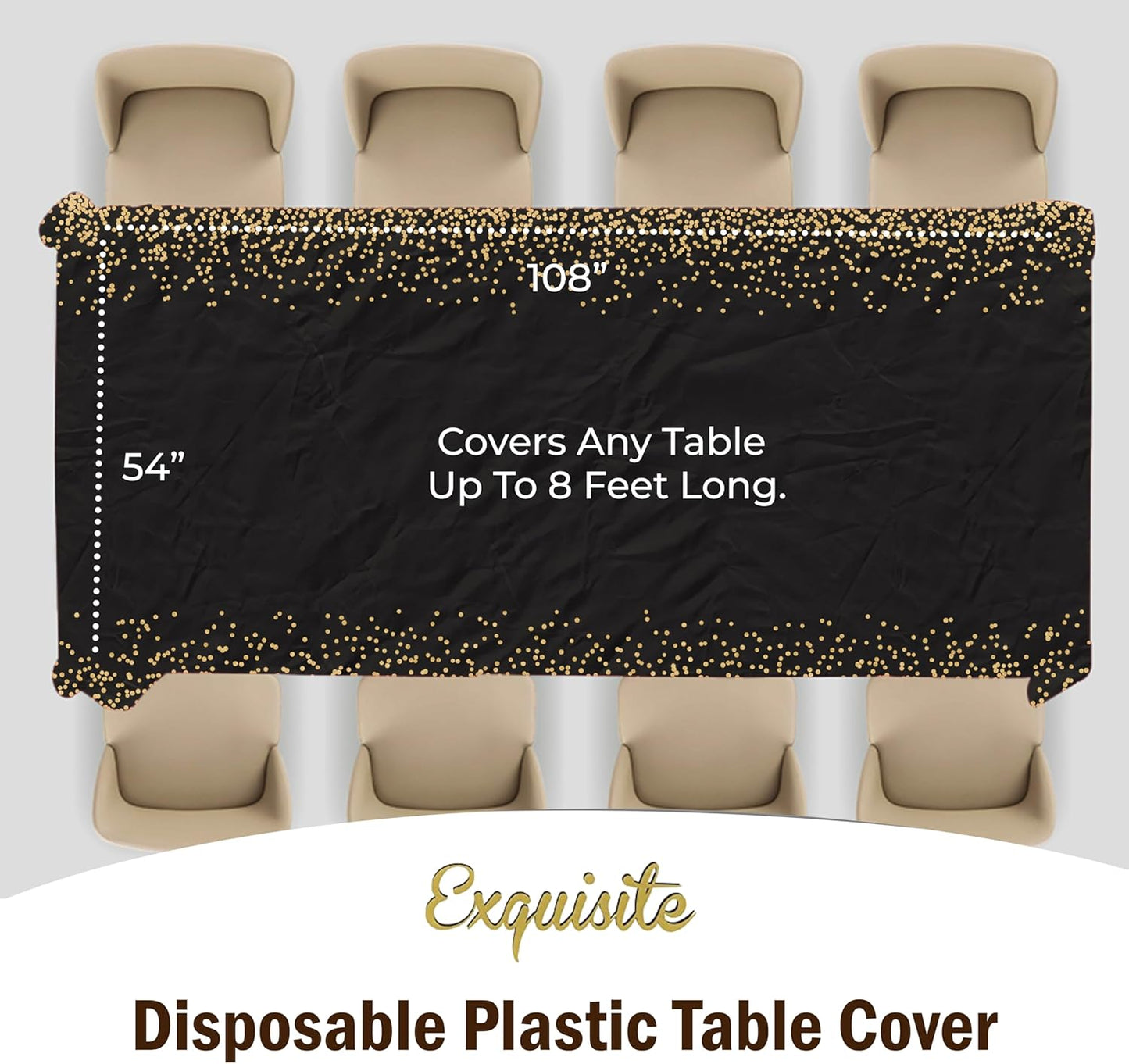 12-Pack Premium Plastic Tablecloth 54in. x 108in. Rectangle Table Cover - Dark Blue - Colors B
