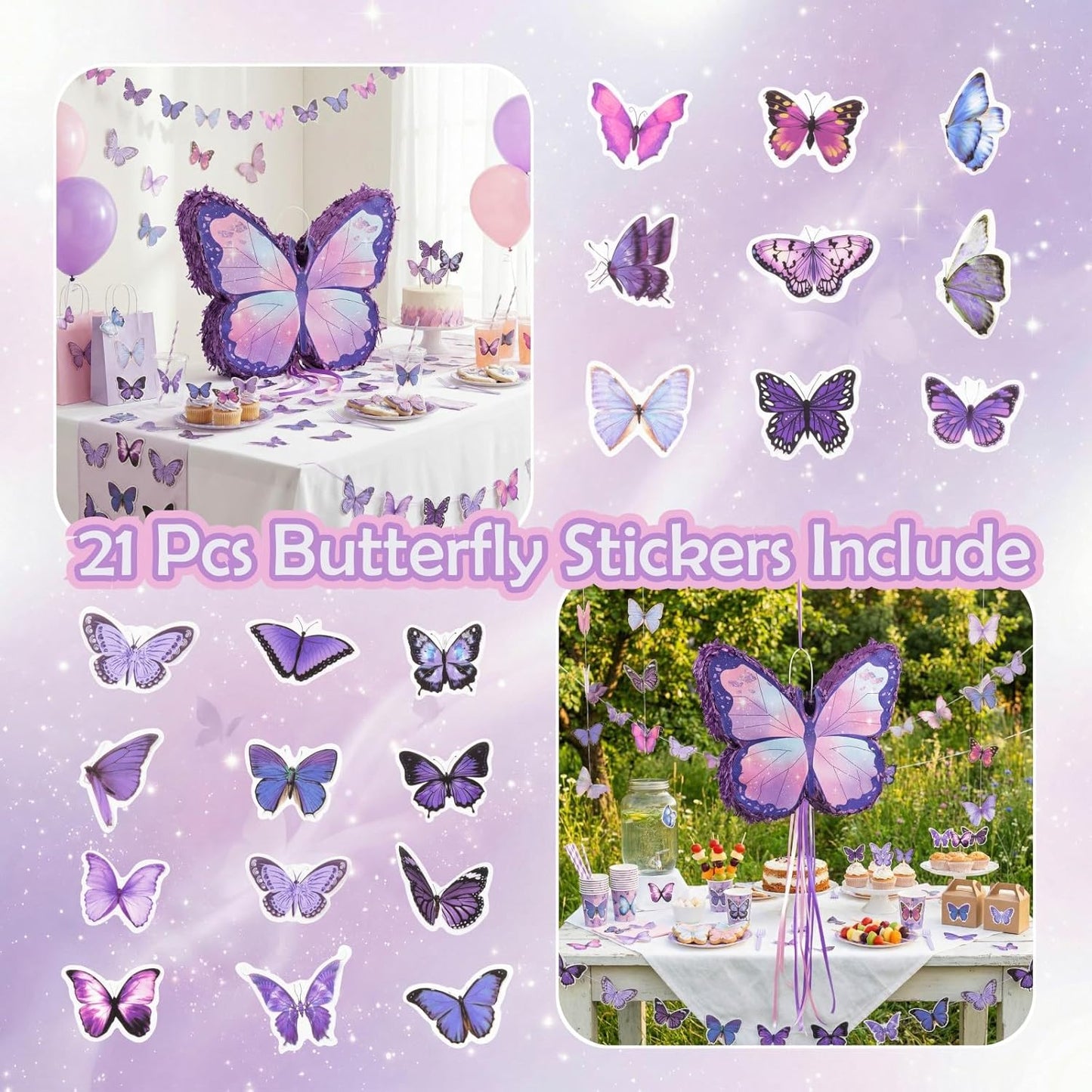 VinTS Butterfly Piñata,Kids Piñata with Blindfold and Stick for Girls Kids Butterfly Themed Party Games Birthday Party Girls Themed Party Decorations