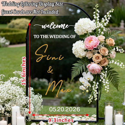 Custom Name Welcome to Our Wedding Signs Personalized Wedding Mirror Decals Selfie Mirror Decal for Wedding Entry Reception Display Golden Date Marriage DIY Vinyl Lettering Welcome Party Decoration