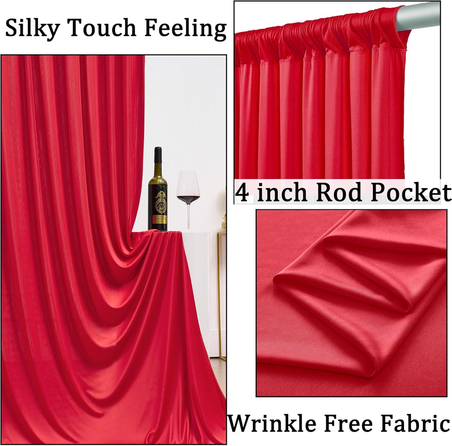 10ftx10ft Black Backdrop Curtains for Weddings Parties, Wrinkle Free 2 Panels Silky Polyester Photo Backdrop Drapes Back Drop Cloth Drapery for Birthday Mother'sDay Photography Background