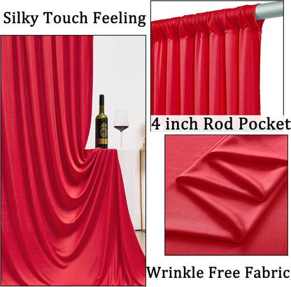 10ftx10ft Black Backdrop Curtains for Weddings Parties, Wrinkle Free 2 Panels Silky Polyester Photo Backdrop Drapes Back Drop Cloth Drapery for Birthday Mother'sDay Photography Background