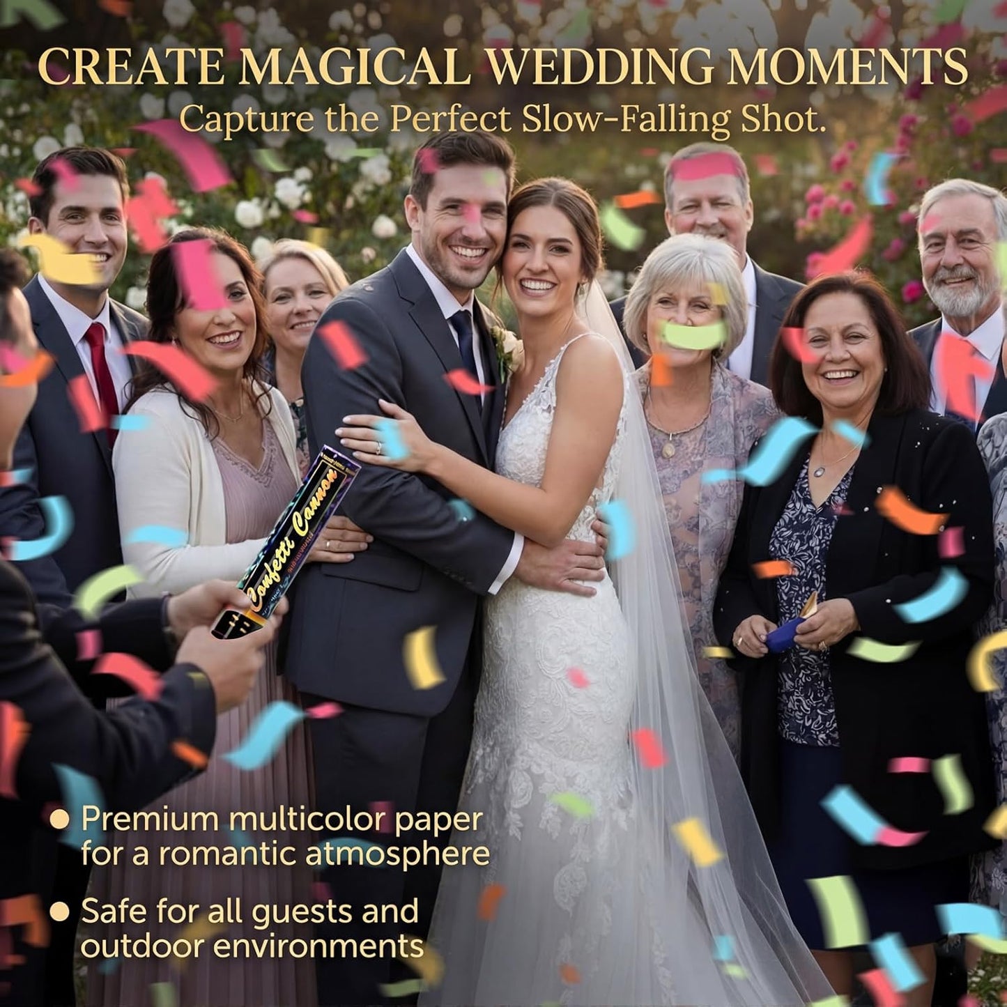 Biodegradable Confetti Cannons 12 Pack, 12" Multicolor Party Poppers for Birthday, Graduation, Wedding, Christmas, New Year & Celebration Events