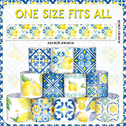 48 PCS Capri Lemon Slap Bracelets Party Favors Blue Yellow Tiles Lemon Wristbands Bracelets Goodie Bag Fillers for Lemon Birthday Decorations Supplies, Baby Shower, Bridal Shower, Class Reward Prizes